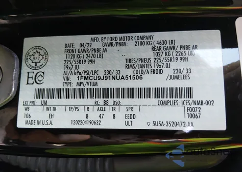 2022 Ford Escape Titanium from USA, damaged, VIN 1FMCU9J91NUA51506